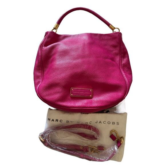 Marc by Marc Jacobs Classic Hillier Leather Hobo Bag Pink Magenta Dust bag Strap - Picture 1 of 11